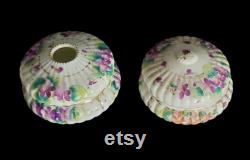 Vintage Porcelain Victorian Hair Receiver and Trinket Powder Jar Set