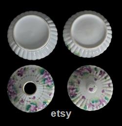 Vintage Porcelain Victorian Hair Receiver and Trinket Powder Jar Set