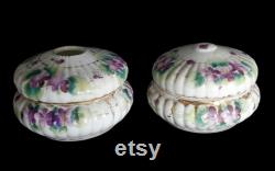 Vintage Porcelain Victorian Hair Receiver and Trinket Powder Jar Set