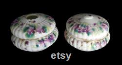 Vintage Porcelain Victorian Hair Receiver and Trinket Powder Jar Set