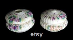 Vintage Porcelain Victorian Hair Receiver and Trinket Powder Jar Set