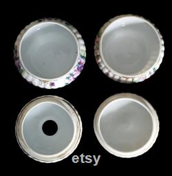 Vintage Porcelain Victorian Hair Receiver and Trinket Powder Jar Set