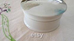 Vintage Pottery Jar with Lid Oxen Pattern Cream Jar