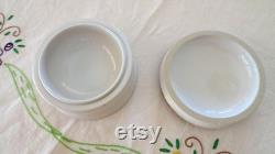 Vintage Pottery Jar with Lid Oxen Pattern Cream Jar