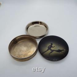 Vintage Powder Bowl Lidded Bowl Powder Tin Silhouette Image 1920's 1930's Art Deco Powder Bowl