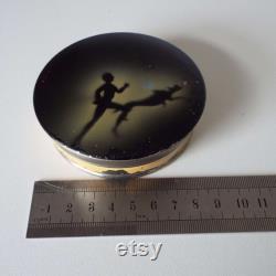 Vintage Powder Bowl Lidded Bowl Powder Tin Silhouette Image 1920's 1930's Art Deco Powder Bowl