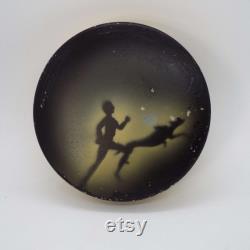 Vintage Powder Bowl Lidded Bowl Powder Tin Silhouette Image 1920's 1930's Art Deco Powder Bowl