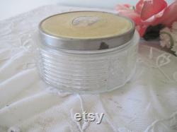 Vintage Powder Box Boudoir Vanity Glass with Portrait Cameo c1940's-50's