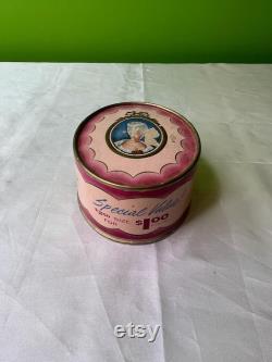 Vintage Powder Box, Du Barry Face Powder, Art Deco Image of a Woman in a Powdered Wig, Pink Powder Box