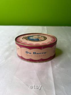 Vintage Powder Box, Du Barry Face Powder, Art Deco Image of a Woman in a Powdered Wig, Pink Powder Box