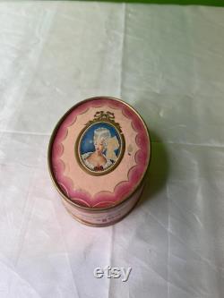 Vintage Powder Box, Du Barry Face Powder, Art Deco Image of a Woman in a Powdered Wig, Pink Powder Box