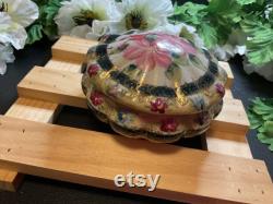 Vintage Powder Box Handpainted by Nippon, Measures 4.5 Across