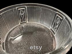 Vintage Powder Box, Ribbed Glass Vanity Jar with Raised Tulip Flower Design, circa 1950s