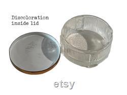 Vintage Powder Box, Ribbed Glass Vanity Jar with Raised Tulip Flower Design, circa 1950s