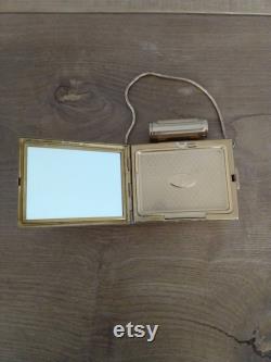 Vintage Powder Compact, Mother of Pearl Case, Collectible Vanity Powder Box