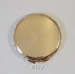 Vintage Powder Compact With Mirror Engraved with Kinkakuji Temple and a Maiko in Kyoto Japan Metal Chokin Art 3 wide From a Smoke Free Home