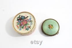 Vintage Powder Compacts Elizabeth Arden Box and Green Faux Leather Compact