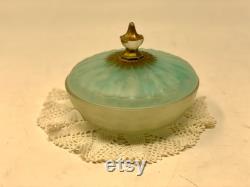 Vintage Powder Dish Glass Powder Jar Antique Satin Glass Covered Candy Dish Trinket Dish -Vanity Storage