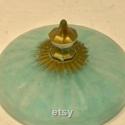 Vintage Powder Dish Glass Powder Jar Antique Satin Glass Covered Candy Dish Trinket Dish -Vanity Storage