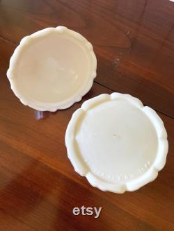 Vintage Powder Jar, Akro Agate Colonial Lady, Pale Pink Lady in Fancy Dress, Cottagecore Treasure, Vanity Display, Made in West Virginia