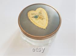 Vintage Powder Jar, Heart Trinket Dish, Art Deco Stlye