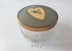 Vintage Powder Jar, Heart Trinket Dish, Art Deco Stlye