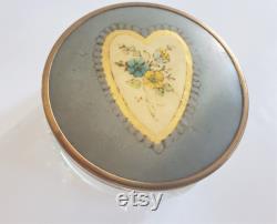 Vintage Powder Jar, Heart Trinket Dish, Art Deco Stlye