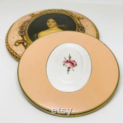 Vintage Powder Jar Lids, Victorian Lady Lid for Make Up Jar, Collectors Gifts Powder Lids Lady Portrait Pink Flower