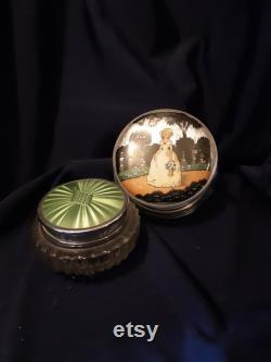 Vintage Powder Pots, Gwenda Powder Pot, Regent Powder Pot, Cosmetic Pots, Dressing Table, Trinket Pot, Crinoline Lady, Foil Decoration, Gift