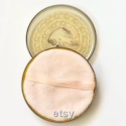 Vintage Powder Puff Box Lace, Dried Flowers, Butterfly Vintage Approximately 4.5