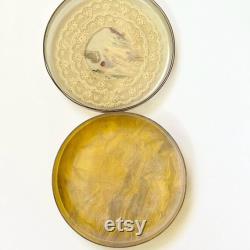 Vintage Powder Puff Box Lace, Dried Flowers, Butterfly Vintage Approximately 4.5