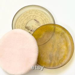 Vintage Powder Puff Box Lace, Dried Flowers, Butterfly Vintage Approximately 4.5