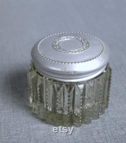 Vintage Powder Vanity Jar with Aluminum Lid