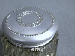 Vintage Powder Vanity Jar with Aluminum Lid