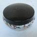 Vintage Powder Vanity Trinket Jar Bowl with Black and Gold Celluloid Lid 1920's Vanity Rare Milk White Confetti Splatter Glass Base