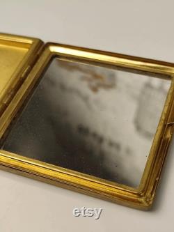 Vintage Powder box face powder container small size design enamel rare ussr Vintage Enamel Trinket Powder Box