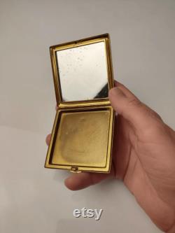 Vintage Powder box face powder container small size design enamel rare ussr Vintage Enamel Trinket Powder Box