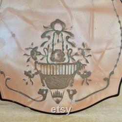 Vintage Powder or Storage Jar with Pink Glass Bottom and Celluloid Lid