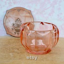 Vintage Powder or Storage Jar with Pink Glass Bottom and Celluloid Lid