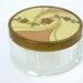 Vintage Pressed Glass Tulip Flower Dresser Vanity Power Jar with Floral Enamel Lid Circa 1950s Mid Century Art Deco Style Decor