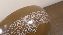 Vintage Pyrex Woodland Bowl, Dark Brown Floral Mixing Bowl, Pyrex 444 Bowl