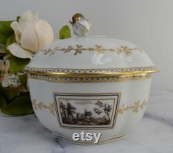 Vintage RICHARD GINORI Porcelain Fiesole Trinket Box with Rose Top