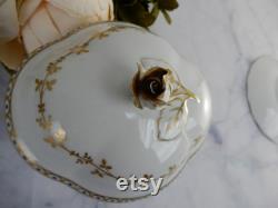 Vintage RICHARD GINORI Porcelain Fiesole Trinket Box with Rose Top