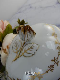 Vintage RICHARD GINORI Porcelain Fiesole Trinket Box with Rose Top
