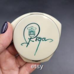 Vintage RIGA Powder Compact Soviet Era Mirrored Vanity Box
