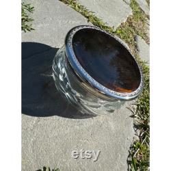 Vintage Ralph Lauren Safari Body EMPTY Powder Glass Jar 3.5 Oz Made In USA 1989 Edition With Ornate Silver Lid