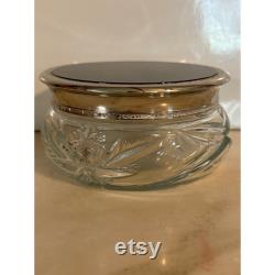 Vintage Ralph Lauren Safari Body EMPTY Powder Glass Jar 3.5 Oz Made In USA 1989 Edition With Ornate Silver Lid