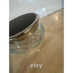 Vintage Ralph Lauren Safari Body EMPTY Powder Glass Jar 3.5 Oz Made In USA 1989 Edition With Ornate Silver Lid