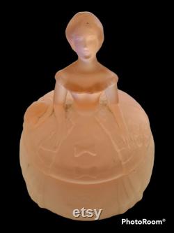 Vintage Ramses Face Powder Pink Satin Lady Glass Container