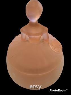 Vintage Ramses Face Powder Pink Satin Lady Glass Container